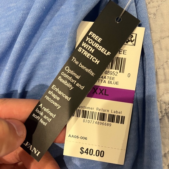 New With Tags Alfani Men's Stretch Short Sleeve Solid Light Blue T Shirt XXL - Picture 2 of 2